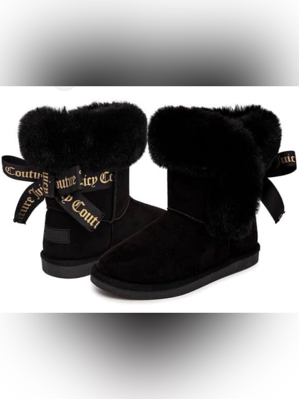 Juicy Couture Kids King Girls' Faux-Fur Winter Boots Black